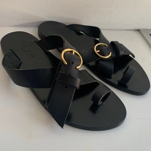 Beautiful NEW Black Leather Greek Sandals